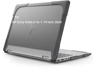 YZBYFON Heavy Duty Case for 14" HP Envy X360 2-in-1 2K Touch-Screen Laptop 2024 Release Shockproof Hard Shell Matte Translucent Anti-Fingerprint Protective Cover with TPU-Covered Edge (Grey)