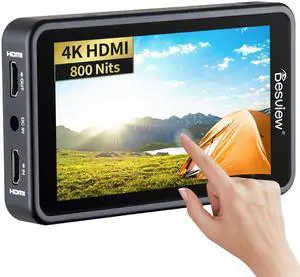 Desview R5II Camera Monitor, 5.5 inch High Brightness Touch Screen Field Monitor with 3D Lut Full HD 1920x1080 IPS Waveform VectorScope Peaking Focus 4K HDMI 8V DC Input Output for DSLR Camera