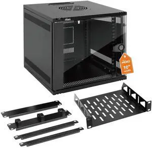 Tecmojo 6U 10 inch Rack, Wall Mount Network Cabinet Set,12.3W x 13D x 11.8H- Load Capacity 110Lbs(50 kg),Black 10" Wall Housing Server Rack Set