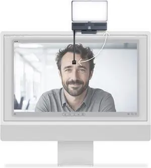 iContact Camera Pro 4K HD Webcam Camera Pro and Light Panel Bundle with Eye Contact, Noise Cancelling Mic