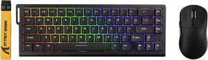 ATTACK SHARK X68 HE Wired Magnetic Keyboard with X3 Wireless Gaming Mouse Combos, 8KHz Rapid Trigger Keyboard, 0.01mm RT Accuracy, 49g Superlight Mouse, PAW3395, 26000 DPI - Black