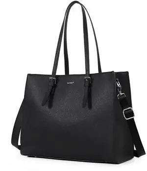 TANTOMI Large Laptop Tote Bag for Women 15.6 Inch Waterproof, Handbag Briefcase Shoulder Bag, Business, Office, Campus, Travel, Work Bags, Black