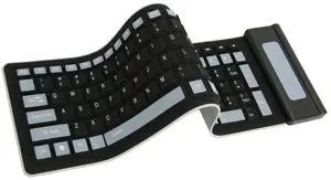 Serounder Silicone Keyboard, Foldable Silicone Keyboard Soft Rollup Keyboard for PC Laptop Notebook, 103 Keys, Mute Typing, Lightweight (Black)