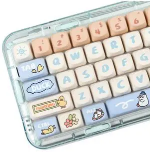 COOMICKEY MOA Profile PBT Keycaps Cute Keycaps 131 Keys Dye-Sublimation Key Cap Kawaii Custom Keycap Set with Keycap Puller for Cherry Gateron MX Swithes Mechanical Keyboards