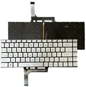 Zahara Keyboard Backlit US Silver for MSI MS-16Q2 MS-16Q3 MS-16Q4 MS-16Q5 / GS65 Stealth 8SE, Stealth 8SF, Stealth 8SG, Stealth Thin 8RE, Stealth Thin 8RF, NSK-FDABN_800, P-180402-2