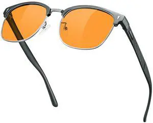 BIRCEN Blue Light Gaming Glasses: Al-Mg Metal Orange Bluelight Blocking Computer Glasses for Men Women Anti Eyestrain on Office & Home