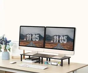 Monitor Stand for Desk Monitor Riser ,Adjustable Laptop Riser,Desk Organizer Desktop Printer Laptop Storage Shelf,Mesh Metal Computer Item Stand (one piece) (2 pieces)