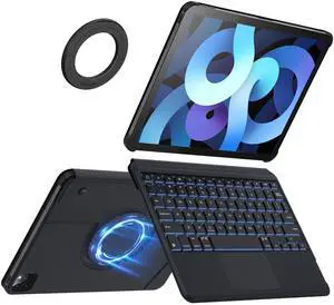 Nillkin iPad A16(11th)/10th Gen Case with Detachable Keyboard, Adhesive Cover for Air 11(M2/M3)/5/4th, Pro 11(2nd-4th), Magic Trackpad, 7-Color Backlit, Slim Magnetic Backplate with iPad Wall Mount