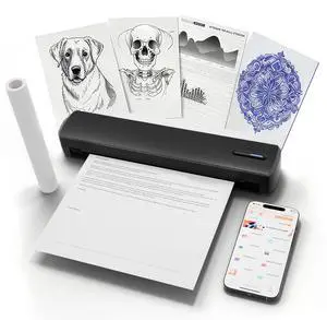 TAGZILO C80 Wireless Printer, Inkless Portable Printer for Travel, Supports A4 8.5 x 11 Inch Thermal Paper, Compatible with Phone & Laptop (Black)