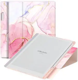 ENET-CASE Case for Remarkable 2 Paper Tablet- Multi-Viewing Adjustable Folding Book Folio Cover - with Built-in Pen Holder - for 10.3" 2020 Released (Marble Metallic Powders)