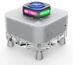 Mac mini Stand with Cooler - No Lag Acrylic Desktop Holder Mount with Magnetic RGB LED Display Cooler, 15W Semiconductor Fast Cooling, Accessories Compatible with Mac mini M4, M4 Pro