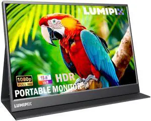 15.6 Inch Portable Monitor 1080P FHD IPS Gaming Display Monitor with USB-C & HDMI Light Weight Ultra-Slim External Second Screen with Smart Cover & Speakers for LaptopPC, Mac, Phone, PS5, Switch