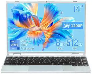 MCGJGOE 14 Inch Ultrabook Laptop,8GB RAM SSD,1920x1200 Pixels,Celeron J4105 Laptops (up to 2.5ghz),Dual Wi-Fi,2xUSB 3.0,Type-C,Full Size Keyboard(Silver, 8G+512GB SSD) MCGJGOE 14 Inch Ultrabook Laptop,8GB RAM SSD,1920x1200 Pixels,Celeron J4105 Laptops (up to 2.5ghz),Dual Wi-Fi,2xUSB 3.0,Type-C,Full Size Keyboard(Silver, 8G+512GB SSD)