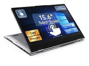 Exilapsire 2 in 1 Notebook Laptop, 15.6" 1920x1080 IPS Touch Screen, AMD A9-9400 up to 3.2GHz, 8GB DDR3 Memory, 256GB SSD, USB 3.0, USB-C, HDMI, 10000mAh Battery Exilapsire 2 in 1 Notebook Laptop, 15.6" 1920x1080 IPS Touch Screen, AMD A9-9400 up to 3.2GHz, 8GB DDR3 Memory, 256GB SSD, USB 3.0, USB-C, HDMI, 10000mAh Battery