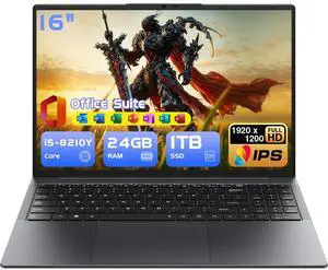 i5 Gaming Laptop,16" Laptop Computer 24GB RAM 1TB SSD, Win 11 pro Notebook PC, Office Suite,1920 x 1200 FHD 16:10, with BT5.0 Wi-Fi, 3xUSB A, HDMI, RJ45, Backlit Keyboard, (24GB RAM,1TB SSD) i5 Gaming Laptop,16" Laptop Computer 24GB RAM 1TB SSD, Win 11 pro Notebook PC, Office Suite,1920 x 1200 FHD 16:10, with BT5.0 Wi-Fi, 3xUSB A, HDMI, RJ45, Backlit Keyboard, (24GB RAM,1TB SSD)