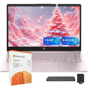 HP Stream 14" HD Laptop, Intel Processor N150, 16GB RAM, 640GB Storage(128GB UFS+512GB Docking Station Set), Intel Graphics, Webcam, Wi-Fi 6, 1 Year Office 365, Copilot, Fast Charge, Win 11, HP Stream 14" HD Laptop, Intel Processor N150, 16GB RAM, 640GB Storage(128GB UFS+512GB Docking Station Set), Intel Graphics, Webcam, Wi-Fi 6, 1 Year Office 365, Copilot, Fast Charge, Win 11,