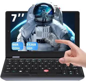 7" Touchscreen Mini Laptop, Alder Lake N95 Processor, 8GB RAM, 512GB SSD, Win 11 Pro, All-Metal Portable Pocket Computer, WiFi, USB 3.0, Mini HDMI, TF Card, for Business, Travel and Study8G+512GB 7" Touchscreen Mini Laptop, Alder Lake N95 Processor, 8GB RAM, 512GB SSD, Win 11 Pro, All-Metal Portable Pocket Computer, WiFi, USB 3.0, Mini HDMI, TF Card, for Business, Travel and Study8G+512GB
