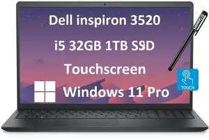 Dell Inspiron Touchscreen Laptop (15.6" FHD Touch, Intel Core i5-1155G7, 32GB RAM, 1TB SSD) for Business, Students, Enterprises, Numeric Keypad, Narrow-Bezel, Webcam, Win 11 Pro S Mode, Carbon Dell Inspiron Touchscreen Laptop (15.6" FHD Touch, Intel Core i5-1155G7, 32GB RAM, 1TB SSD) for Business, Students, Enterprises, Numeric Keypad, Narrow-Bezel, Webcam, Win 11 Pro S Mode, Carbon
