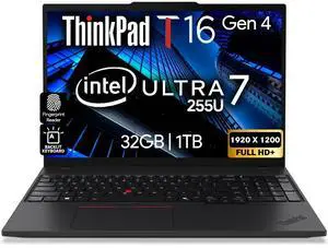 Lenovo ThinkPad T16 Gen 4 AI Business Laptop 16 FHD+ Display, Intel Ultra 7 255U (Beats i7-1355U), 32GB DDR5 RAM, 1TB SSD, 5MB Webcam, Fingerprint, Backlit KB, WiFi 6E + BT, RJ-45, HDMI, Win Lenovo ThinkPad T16 Gen 4 AI Business Laptop 16 FHD+ Display, Intel Ultra 7 255U (Beats i7-1355U), 32GB DDR5 RAM, 1TB SSD, 5MB Webcam, Fingerprint, Backlit KB, WiFi 6E + BT, RJ-45, HDMI, Win