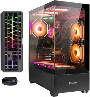Evounic Gaming PC Desktop, Ryzen 5 3500X,RX6600 XT Graphics,16GB RAM,512GB NVMe SSD,1TB HDD,Wi-Fi6,BT 5.4,650W PSU,Windows 11,VR Ready,RGB Keyboard & Mouse,Liquid Cooling PC Evounic Gaming PC Desktop, Ryzen 5 3500X,RX6600 XT Graphics,16GB RAM,512GB NVMe SSD,1TB HDD,Wi-Fi6,BT 5.4,650W PSU,Windows 11,VR Ready,RGB Keyboard & Mouse,Liquid Cooling PC
