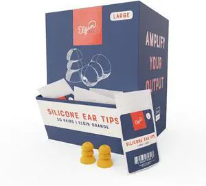 Elgin Large Silicone Replacement Ear Tips, Silicone Earbud Tips for Bluetooth Headphones, Secure Fit Noise Reducing Ear Tips for Work, Travel and Outdoor Jobsite, 50 Individually Packaged Pairs Elgin Large Silicone Replacement Ear Tips, Silicone Earbud Tips for Bluetooth Headphones, Secure Fit Noise Reducing Ear Tips for Work, Travel and Outdoor Jobsite, 50 Individually Packaged Pairs