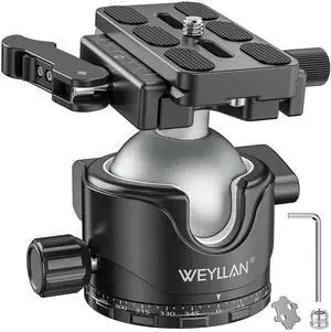 WEYLLAN EH46L Lever Ball Head with Stainless Steel Lock Pin, 46mm Low Profile Heavy Duty Tripod Ball Head Mount with Arca Swiss Quick Release Plate for Tripod Monopod DSLR Camera Camcorder Telescope WEYLLAN EH46L Lever Ball Head with Stainless Steel Lock Pin, 46mm Low Profile Heavy Duty Tripod Ball Head Mount with Arca Swiss Quick Release Plate for Tripod Monopod DSLR Camera Camcorder Telescope