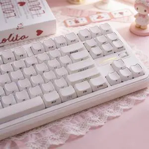 EWEADN White Cat PBT Keycaps, Crystal MOA Profile Keycap Set, 132 Keys Cute Cat Theme Custom Keycaps for Mechanical Keyboard with Cherry/Gateron MX Switches EWEADN White Cat PBT Keycaps, Crystal MOA Profile Keycap Set, 132 Keys Cute Cat Theme Custom Keycaps for Mechanical Keyboard with Cherry/Gateron MX Switches