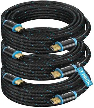 Maximm Hdmi Cable 4K 12 Ft, 3 Pack, Braided, 18Gbps, Hdmi 2.0, Gold-Plated Maximm Hdmi Cable 4K 12 Ft, 3 Pack, Braided, 18Gbps, Hdmi 2.0, Gold-Plated