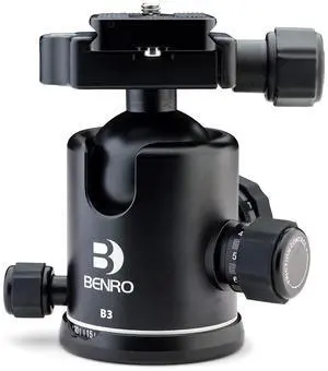 Benro Triple Action Ballhead with PU60 Plate, 66.0 lb. Capacity- Black (B3) Benro Triple Action Ballhead with PU60 Plate, 66.0 lb. Capacity- Black (B3)