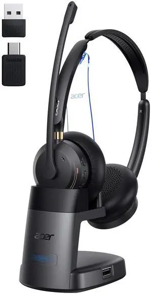 acer Wireless Headset with Mic for Work,Bluetooth Headset for Clear Call Meeting, Work Headset with Charge Stand for Remote & Office, Bluetooth 5.3 & 2.4G Headset for PC, Phone, Teams, Zoom acer Wireless Headset with Mic for Work,Bluetooth Headset for Clear Call Meeting, Work Headset with Charge Stand for Remote & Office, Bluetooth 5.3 & 2.4G Headset for PC, Phone, Teams, Zoom