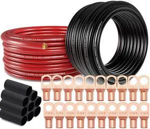 4 Gauge Wire (25ft Each - Red/Black) Copper Clad Aluminum CCA - Primary Automotive Wire,Car Amplifier Power & Ground Cable, 20PCS Lugs Terminal Connectors,20PCS 3:1 Heat Shrink Tubing 4 Gauge Wire (25ft Each - Red/Black) Copper Clad Aluminum CCA - Primary Automotive Wire,Car Amplifier Power & Ground Cable, 20PCS Lugs Terminal Connectors,20PCS 3:1 Heat Shrink Tubing