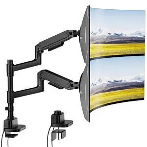 PEGZONE Dual Monitor Arm for 17-49Ultrawide Monitors, Heavy Duty Dual Monitor Mount Holds 44 lbs, Full Motion Gas Spring Vertical Desk Mount, 75/100 VESA Mount, Black with USB PEGZONE Dual Monitor Arm for 17-49Ultrawide Monitors, Heavy Duty Dual Monitor Mount Holds 44 lbs, Full Motion Gas Spring Vertical Desk Mount, 75/100 VESA Mount, Black with USB