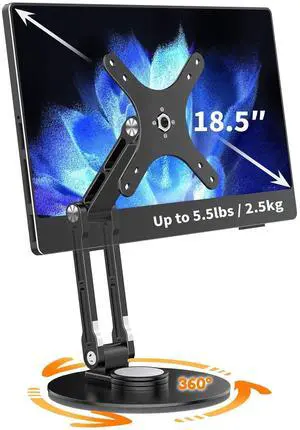 YCNEW Portable Monitor Stand VESA Mount, Tilt & Rotation Joints Use Metal Hinges, Foldable Aluminum Desk Mount for 13-18.5 Inch & up to 5.5 lbs Small Monitors, Suitable for Home Office Travel (Black) YCNEW Portable Monitor Stand VESA Mount, Tilt & Rotation Joints Use Metal Hinges, Foldable Aluminum Desk Mount for 13-18.5 Inch & up to 5.5 lbs Small Monitors, Suitable for Home Office Travel (Black)