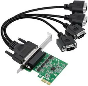 Buacoz PCIe to 4 Port RS232 Serial Expansion Card - 9-Pin DB9 COM Port Adapter for Industrial PCs, 4X RS232 Ports Converter with Plug and Play, Support Windows/Linux Buacoz PCIe to 4 Port RS232 Serial Expansion Card - 9-Pin DB9 COM Port Adapter for Industrial PCs, 4X RS232 Ports Converter with Plug and Play, Support Windows/Linux