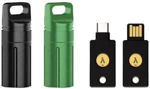 2PCS Upgrade Secure Portable Protector Case,Fully Compatible with YubiKey 5/5C NFC,Waterproof and Shockproof Cryptocurrency Cold Wallet Security Case(Black+Green) 2PCS Upgrade Secure Portable Protector Case,Fully Compatible with YubiKey 5/5C NFC,Waterproof and Shockproof Cryptocurrency Cold Wallet Security Case(Black+Green)