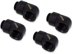 Alphacool Eiszapfen Male to Female Adapter Fitting, 90 Degree Rotary, Deep Black, 4-Pack Alphacool Eiszapfen Male to Female Adapter Fitting, 90 Degree Rotary, Deep Black, 4-Pack