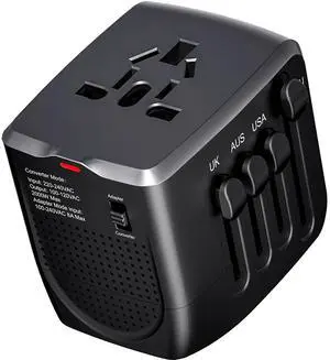 International Travel Adapter Voltage Converter Steps Down 220V to 110V for Cell Phones, Laptops, and Curling Irons, US to UK, Europe, Australia, and More Than 200 Countries(Black) International Travel Adapter Voltage Converter Steps Down 220V to 110V for Cell Phones, Laptops, and Curling Irons, US to UK, Europe, Australia, and More Than 200 Countries(Black)