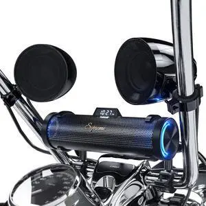 GoHawk Bluetooth Motorcycle Speakers ^^ 8-Speaker Waterproof Stereo System w/ 4.25" External Speakers ^^ Built-in Amplifier Aluminum Sound bar, FM Radio, USB, LED ^^ Great for Harley, ATV GoHawk Bluetooth Motorcycle Speakers ^^ 8-Speaker Waterproof Stereo System w/ 4.25" External Speakers ^^ Built-in Amplifier Aluminum Sound bar, FM Radio, USB, LED ^^ Great for Harley, ATV