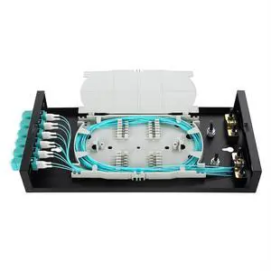 OFCN Wallmount Box Fiber Optic Terminal encloure 12 Strand Duplex LC MM OM3 10G pigtials and 6 pcs Duplex Adaptor Loaded OFCN Wallmount Box Fiber Optic Terminal encloure 12 Strand Duplex LC MM OM3 10G pigtials and 6 pcs Duplex Adaptor Loaded