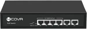 4COVR 4-Port PoE Switch Ethernet PoE Switch, 100Mbps RJ45 Ports, Support 4K 8MP 5MP PoE IP Security Cameras, 802.3af/at Compliant, Metal Plug and Play, Lightning Protection, LY-POE04 4COVR 4-Port PoE Switch Ethernet PoE Switch, 100Mbps RJ45 Ports, Support 4K 8MP 5MP PoE IP Security Cameras, 802.3af/at Compliant, Metal Plug and Play, Lightning Protection, LY-POE04