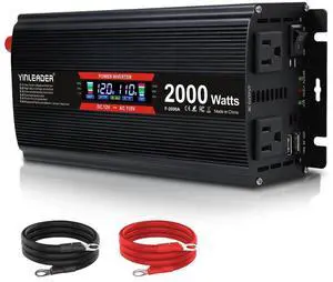 2000 watt Inverter 12V to 110V/120V, dc to ac Inverter 2000W with Intelligent LCD Display Dual AC Outlets Dual USB Charging Port for RV Truck Laptop (Black) 2000 watt Inverter 12V to 110V/120V, dc to ac Inverter 2000W with Intelligent LCD Display Dual AC Outlets Dual USB Charging Port for RV Truck Laptop (Black)