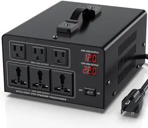 3000W Voltage Converter Transformer Step Up 110V/120V to220V/240V or Step Down 220V to 110V AC Power Converte, Circuit Breaker Protection, 3 US sockets, 3 Universal sockets, LCD Display 3000W Voltage Converter Transformer Step Up 110V/120V to220V/240V or Step Down 220V to 110V AC Power Converte, Circuit Breaker Protection, 3 US sockets, 3 Universal sockets, LCD Display