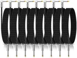 Rigibright 8 Pack 10FT Instrument Cable - Guitar, Bass, Keyboard, Microphone & Mixer Amp Cord (8,Black, 10 Feet) Rigibright 8 Pack 10FT Instrument Cable - Guitar, Bass, Keyboard, Microphone & Mixer Amp Cord (8,Black, 10 Feet)