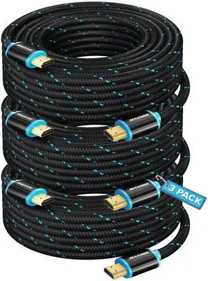 Maximm Hdmi Cable 4K 30 Ft, 3 Pack, Braided, 18Gbps, Hdmi 2.0, Gold-Plated Maximm Hdmi Cable 4K 30 Ft, 3 Pack, Braided, 18Gbps, Hdmi 2.0, Gold-Plated