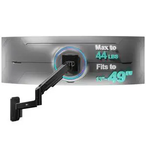 WALI Monitor Wall Mount for 13-49 Inch Ultrawide Screens, Heavy Duty Single Monitor Mount Holds up to 44 lbs, Adjustable Wall Mount Monitor Arm, 75/100mm VESA Mount (GSWM001-P), Black WALI Monitor Wall Mount for 13-49 Inch Ultrawide Screens, Heavy Duty Single Monitor Mount Holds up to 44 lbs, Adjustable Wall Mount Monitor Arm, 75/100mm VESA Mount (GSWM001-P), Black