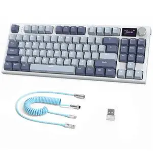 RK86 RGB 75% Wireless Gasket Mechanical Keyboard,Triple Mode Bluetooth5.0/2.4G/USB-C 82 Keys Hot Swappable Gaming Keyboard 4000 mAH Battery w/Knob & 1.2'' HD OLED Display,Custom Linear Switches RK86 RGB 75% Wireless Gasket Mechanical Keyboard,Triple Mode Bluetooth5.0/2.4G/USB-C 82 Keys Hot Swappable Gaming Keyboard 4000 mAH Battery w/Knob & 1.2'' HD OLED Display,Custom Linear Switches