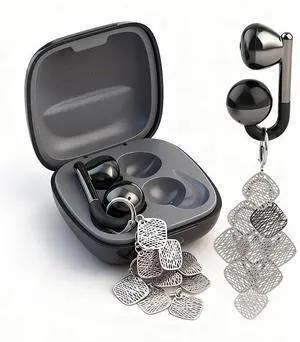Soinf Open Earphones with Exquisite Earrings, Women's Bluetooth Wireless Earphones with Noise Reduction, Suitable for Work, Fitness, Sports, Daily wear, Gifts (Black Ear Accessories) Soinf Open Earphones with Exquisite Earrings, Women's Bluetooth Wireless Earphones with Noise Reduction, Suitable for Work, Fitness, Sports, Daily wear, Gifts (Black Ear Accessories)
