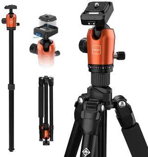 Geekoto 73-Inch Camera Tripod - Lightweight DSLR Tripod with 360 Ball Head & Quick Release Plate, Supports Up to 33.07 lbs, Portable for Travel & Outdoor Photography Geekoto 73-Inch Camera Tripod - Lightweight DSLR Tripod with 360 Ball Head & Quick Release Plate, Supports Up to 33.07 lbs, Portable for Travel & Outdoor Photography