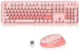 Ussixchare Pink Gradient Keyboard and Mouse, Cute Wireless Keyboard and Mouse Combo, Full Size Typewriter Keyboard with Number Pad, Colorful Keyboard for Pc Laptop(Pink Colorful) Ussixchare Pink Gradient Keyboard and Mouse, Cute Wireless Keyboard and Mouse Combo, Full Size Typewriter Keyboard with Number Pad, Colorful Keyboard for Pc Laptop(Pink Colorful)