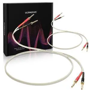 UCINNOVATE 14 AWG OFC Speaker Cable with Pin Banana Plugs, Audiophile HiFi OFC 3m/9.8Ft White Speaker Wire with Gold-Plated Banana Plugs, Square Speaker Cable for Home Audio System, Amp Crystal Sound UCINNOVATE 14 AWG OFC Speaker Cable with Pin Banana Plugs, Audiophile HiFi OFC 3m/9.8Ft White Speaker Wire with Gold-Plated Banana Plugs, Square Speaker Cable for Home Audio System, Amp Crystal Sound